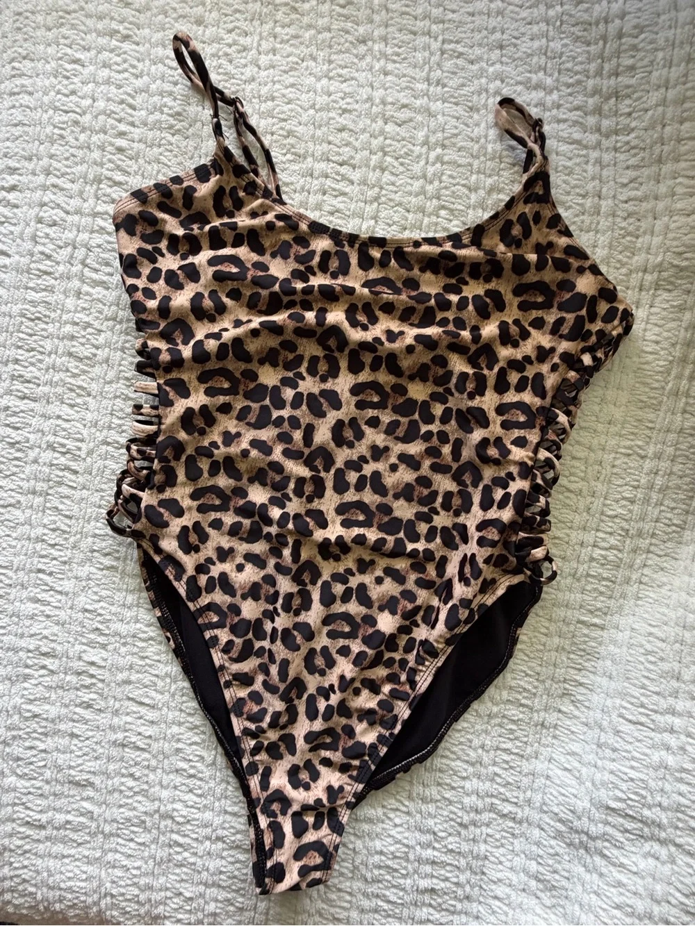 Revamped‎ swim Leopard Strappy Side One Piece Swimsuit Small